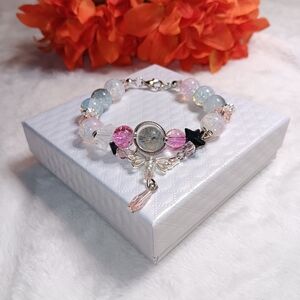 Elegant Multicolor Beaded Bracelet With Butterfly Charm